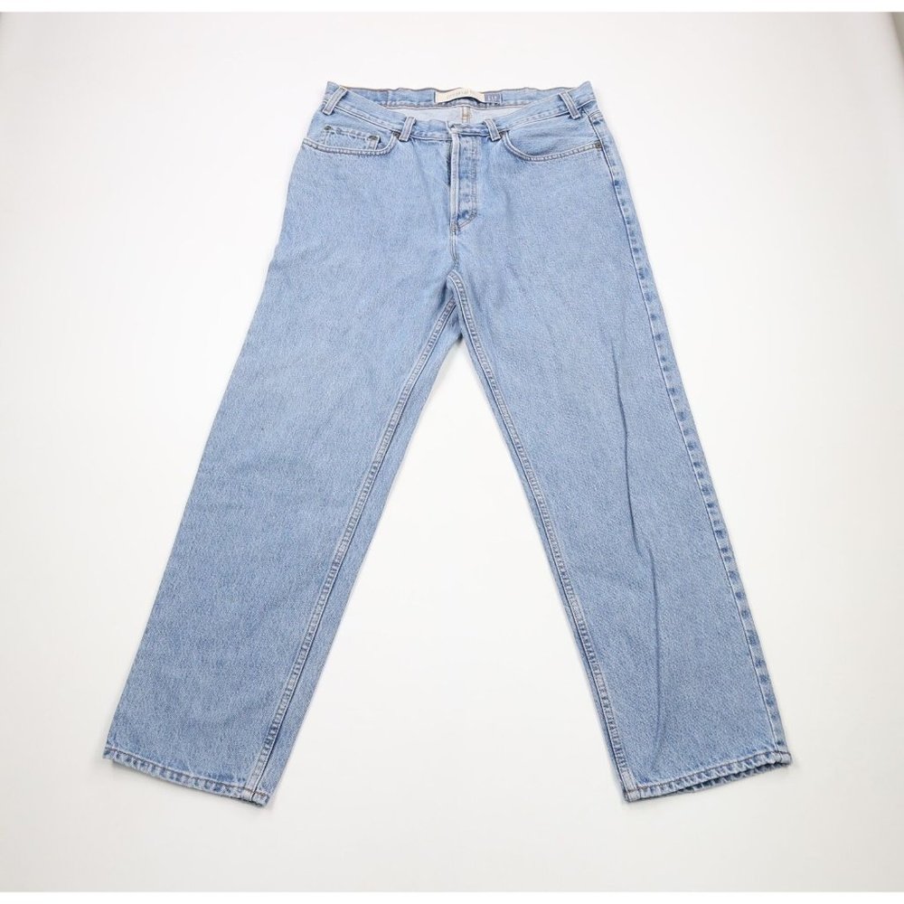 Vintage Gap Mens 35x30 Distressed Original Fit Button Fly Denim Jeans Blue USA